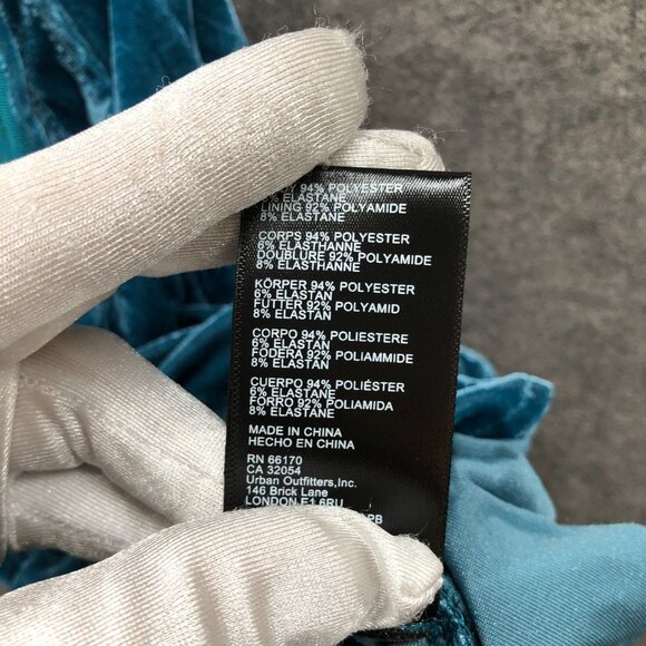 Urban Outfitters Antoinnette Velvet Bustier Mini Dress Size M Strapless Teal - Picture 9 of 10